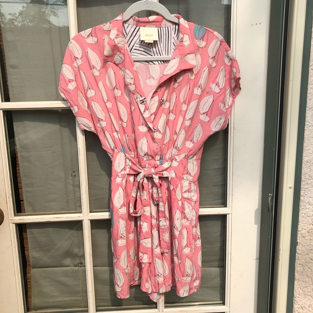 Anthropologie Maeve Pink Romper Sailboat print - Picture 3 of 8